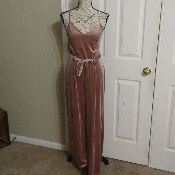 Forever 21 Velour flared bottom romper Pink Y2K Cottage Core Pink - Picture 3 of 10